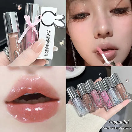 Brown Glitter Lip Glaze Lasting Shimmer Mirror Water Lip Gloss Waterproof Jelly Plumping Lipstick Make Up Moisturizing Lip Tint