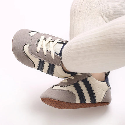 Fashion color blocking casual shoes Baby First Walkers 0-18M newborn children's canvas sports shoes soft soled baby shoes