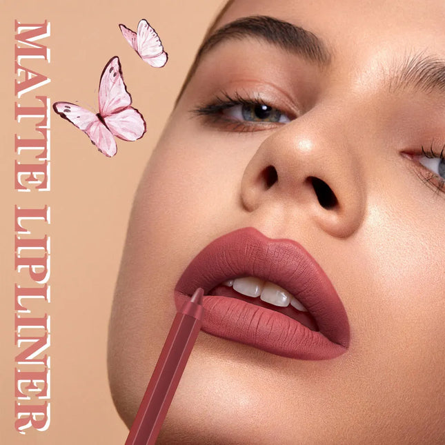 12-Piece Lip Liner Set Velvet Matte Waterproof and Sweat-Proof Non-Fading Lipstick Autumn and Winter Whitening Complexion Long-Lasting Lip Liner