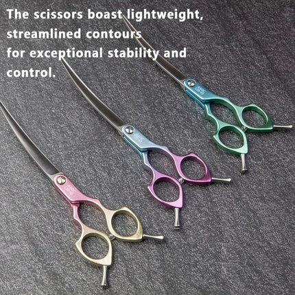Bravura 440C 6.5-inch Colorful Pet Grooming Curved Scissors - Ultra-Light for Dog Face Trimming