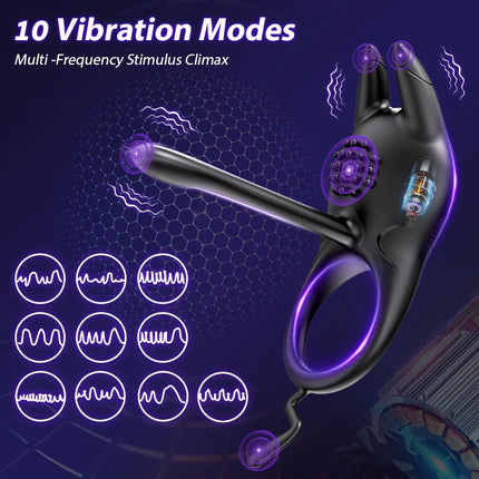 Vibrating Cock Ring for Men Penis Ring Vibrator Ejaculation Delay Chastity Cage Glans Clitoris Stimulator Sex Toy for Couples