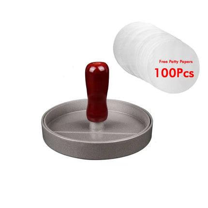 Circular Burger Mold Burger Press Non-stick Meat Pie Machine Home Food Mold Kit Small Tool with 100 Meat Pie Paper