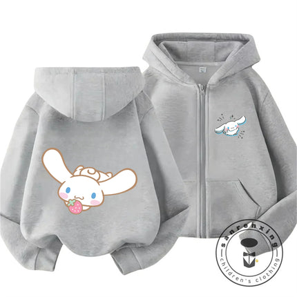 Cinnamoroll 2026 Kawaii Zipper Hoodie 3-14Y Kids Autumn Winter Cute Cartoon Street Hot Fashion Outdoor Casual Trendy Warm
