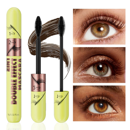 [Dual Brush Heads Brown Mascara] Waterproof Brown Mascara with Dual Brush Heads - Smudge-Proof, Clump-Free for Longer