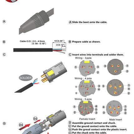 Tiny XLR Cable Connector Male Female 3 4 5 Pin Mini XLR Plug/ Male Socket RT5MP  Wireless Bodypack Headphone Microphone Jack