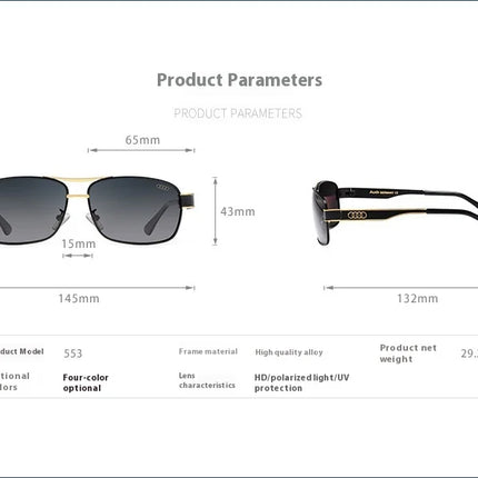 Audi Glasses UV400 Polarized Rectangle Sunglasses for Men Women Driving Motorcycle Cycling Glasses with AntiGlare Lens 553