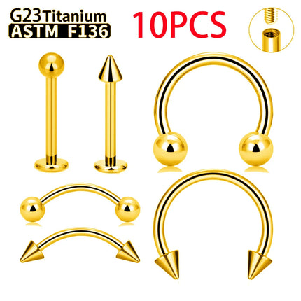 Wholesale G23 Titanium 10PCS Labret Lip Stud Piercing Eyebrow Body Jewelry Nose Ring C rod  For Women Septum Piercing