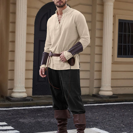 Men's Medieval Viking shirt Renaissance Shirt Pirate Men's Long-Sleeved Halloween Cosplay Costume, Daily Casual Shirt