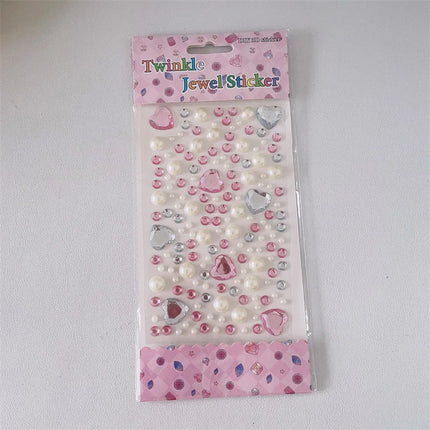 Large Love Diamond Sticker Ins3D Korean Diamond Decorative Handbook Sticker Face Sticker Children's and Girls' Crystal Diamonds