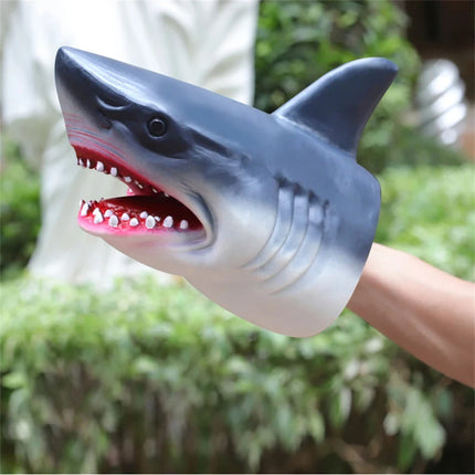 Dinosaur Head Hand Puppets Soft Tyrannosaurus Rex Triceratops Shark Parent-Child Interactive Toys for Kids Realistic Model Gifts
