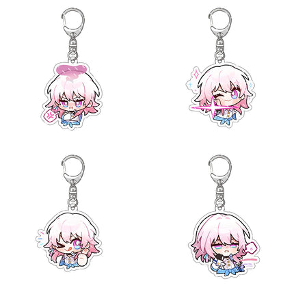Honkai: Star Rail Anime Figure Acrylic Keychain Dan Heng Feixiao Firefly Model Plate 4pc/set Keyring Game Fans Gift