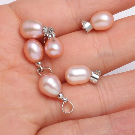 Natural Freshwater Pearl Pendant Rice Shape Exquisite charms for Jewelry Making DIY women's elegant Necklace Accessories