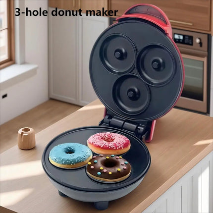 Mini home donut making machine, double-sided heating, non stick coating fast production, DIY breakfast for families and children