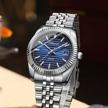 CHENXI 004D Fashion Original Classic Watches for Men Stainless Steel Band Quartz Date Display Male Sport Waterproof Wristwatch