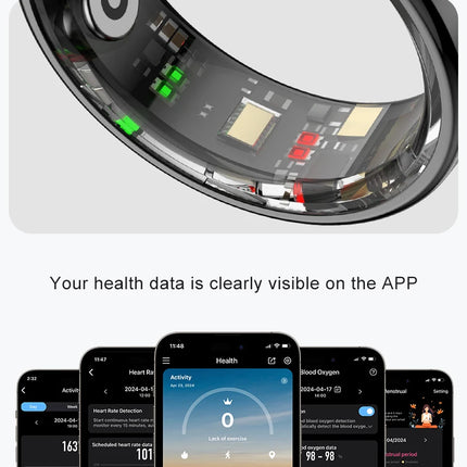 R08 Smart Ring For Men Women Touch Control Function Health Monitor IP68 5ATM Waterproof Skin Temperature Measure Smart Ring New