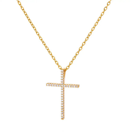 Stainless Steel Jesus Cross Necklace For Women Men Gold Color Caravaca Angels Crucifix Charm Choker Rapper Jewelry Hip Hop Gift