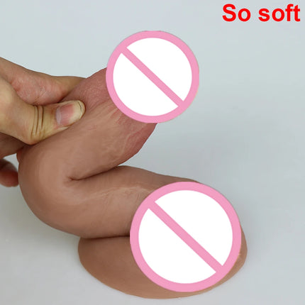 Real Men Skin Dildos Soft Silicone Suction Cup Big Huge Cock Male Artificial Penis Cheap Adult 18 Vagina Anal Sex Toys For Women