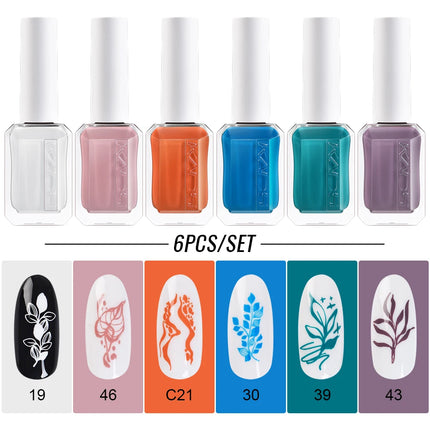 11ml Nail Stamping Polish Set Gold Silver Black White Nail Art Printing Varnish for Nail Stamp Plate Design Manicure Paint Oil