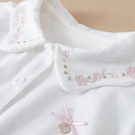 Girls Shirt Summer New Children's Baby Cute Short-sleeved Top Little Girl Cotton Embroidery Shirt