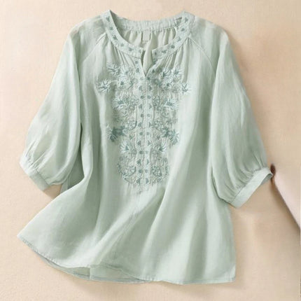 Fashion Thin Cotton Linen Y2k Tops Tee Women Clothing Summer Loose T Shirts Woman Embroidered T-shirt Blusa Casual Ladies tshirt