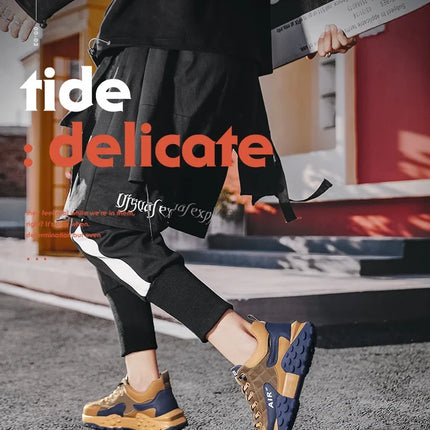 Men's Spring New Sport Shoes Casual Classic Trendy Thick Bottom Leisure Shoes Breathable Microfiber Upgraded Spring Autumn
