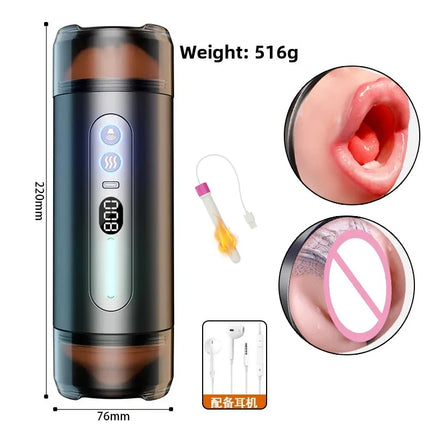 Automatic Double-Headed Realistic Channel Vibrating Penetration Intelligent Voice Deep Vagina Pocket Pussy Adult Sex Toy for Mal