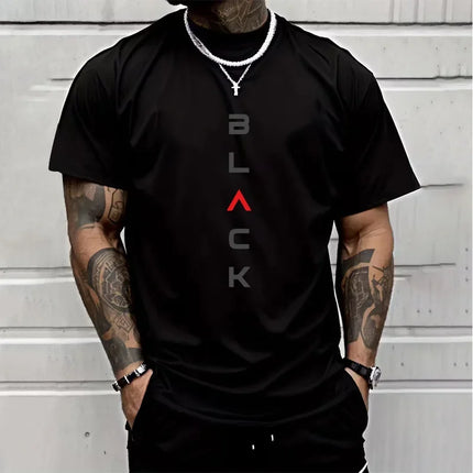 Cotton Mens T-shirt Printing Casual Short Sleeve Outdoors Sports Jogging Loose Tees Daily Black White Fashion Street T-shirt