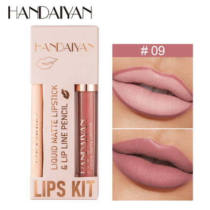 Handaiyan Lip Liner Lipgloss Set Waterproof Matte Liquid Lipstick Pencil Sexy Red Long Lasting Lipliner Makeup Cosmetics