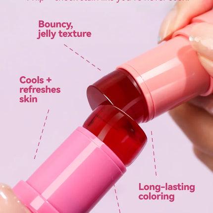 3-in-1 Jelly Powder Blusher Moisturized Long Lasting Matte 4 Color Facial Contour Rouge Brighten Lip Tin Makeup Stick
