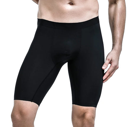 Men's sports underwear for summer, ice silk, quick-drying, extended, anti-friction legs, loose four-corner short underpants