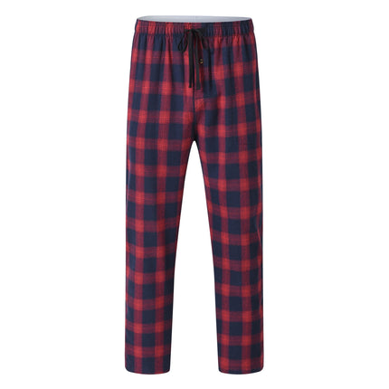 3Pcs Men's 100% Cotton Plaid Pajama Sleeping Pants, Long Plaid Print Sleepwear Pajama Pants with Elastic Waist Homewear