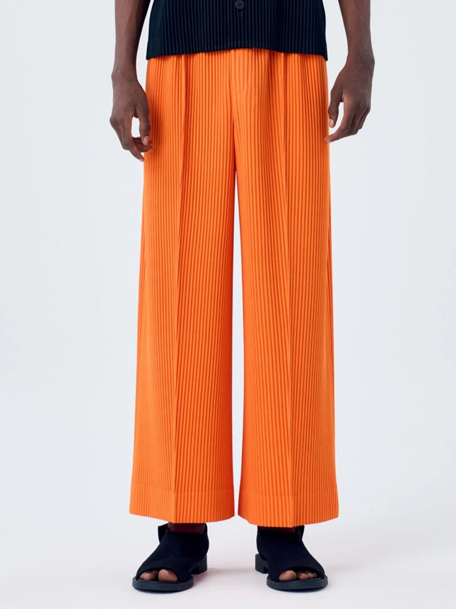 New Miyake Pleated Man Wide Leg Pants Baggy Casual High Street Long Pants