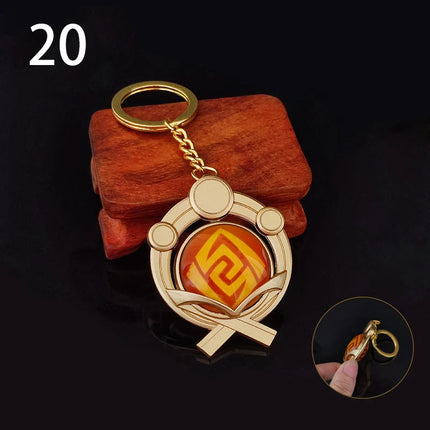 Anime Game Genshin Impact Vision Keychain Luminous 7 Element Weapons Eye Of Original God Toy Luminous Keyring Bag Pendant Gift