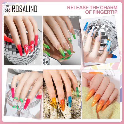 ROSALIND Shiny Gel Nail Polish Soak Off Gel Varnishes Nail Art Semi Permanent UV Glitter Nail Gel Polish Base Top Coat Enamel