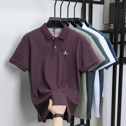 Luxury brand 100% cotton short sleeve polo shirt men's fashion sailboat embroidered T-shirt summer comfort breathable casual top