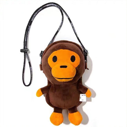 Transparent Surface Cartoon Monkey Figure Shoulder Bag Cosplay Mobile Holder With Bananas Toy Coin Purse Crossbody Bag