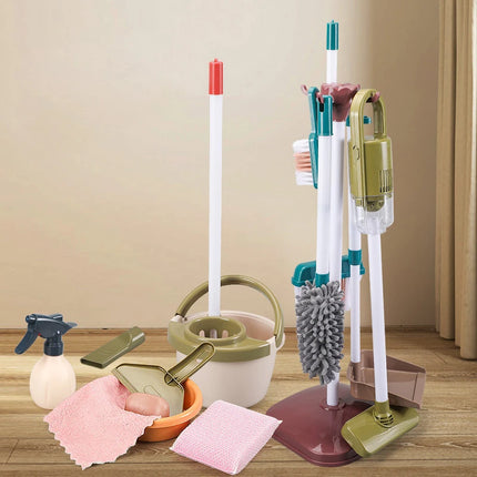Pretend Play Cleaning Set and Sanitation Simulation Broom Vacuum Cleaner Tool Toy for Boys Girls Children's Cleaning Tool Toys