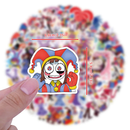 50pcs Cartoon Magic Digital Circus Decoration Handbooks Stationery Water Cups Computer Waterproof Stickers