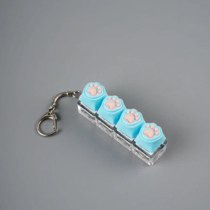 Cat Claw Button Decompression Toy Mechanical Keyboard 4-Key Shaft Tester Luminous Decompression Button Keyboard Keychains