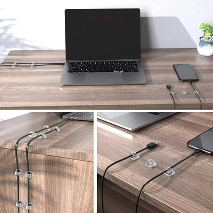 50PCS Cable Organizer Clips Wall Mounted USB Charging Data Line Bobbin Winder Cord Holder Wire Manager Cable Management Hook