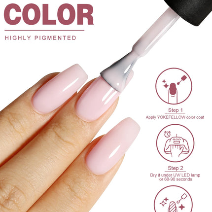 YOKEFELLOW 10ml Jelly Nude Gel Nail Polish High Quality Translucent Pink Nail Gel Varnish Soak Off UV Gel Polish Long Lasting