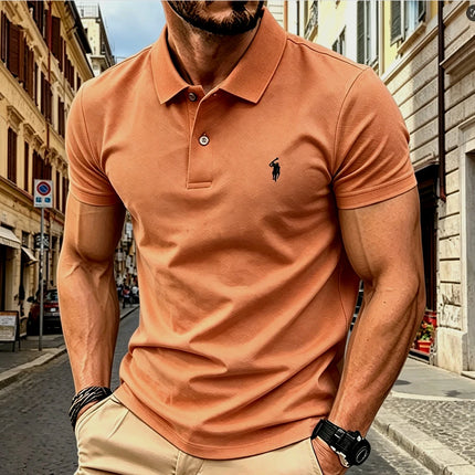 Summer Men's High-End Short-Sleeved Polo Shirt with Luxurious Embroidery - Fashionable and Casual T-Shirt for Summer  New Design