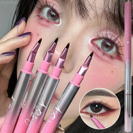 2 in 1 Punk Red Eyebrow Eyeliner GelPencil with Angled Brush Smudge-Proof Waterproof Smooth for Brow & Lying Silkworm Eye Makeup