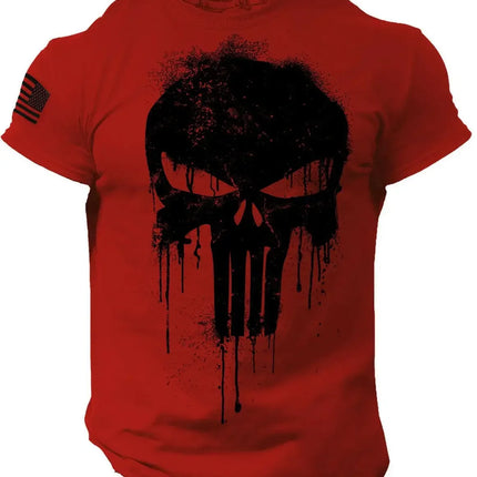 Men's T shirt for men 3D Print Military Patriotic Skull Dropped T Shirt Oversized Short-Sleeved Sportswear Men Clothing Top Tees