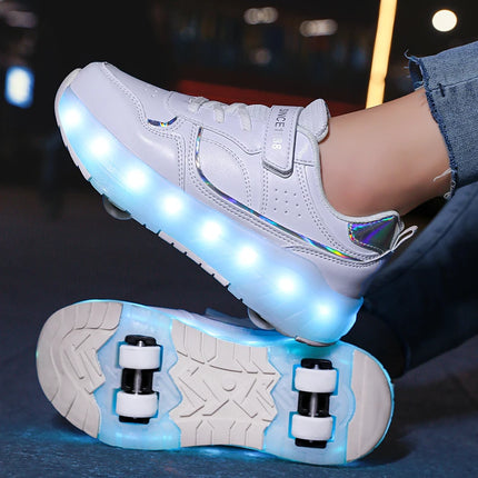 Luminous Roller Skate Shoes Wheels Removeable Sneakers Kids Roller Shoes USB Charge Light Up Sport Skate Board Shoes Boys Girls