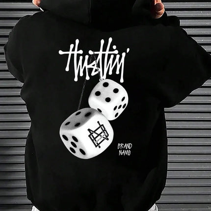 New Autumn and Winter Men's Hoodie Sweatshirt Geometric Pattern Printing Adult Street Casual Fashion Loose Long-Sleeved Top