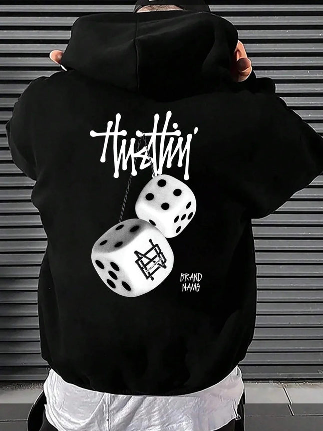 New Autumn and Winter Men's Hoodie Sweatshirt Geometric Pattern Printing Adult Street Casual Fashion Loose Long-Sleeved Top