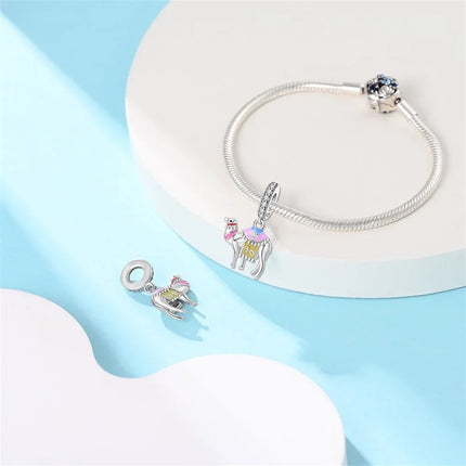 925 Sterling Silver Desert Pyramid Camel Elephant Charm Bead Fit Bracelet Original Charm for Women DIY Jewelry Making