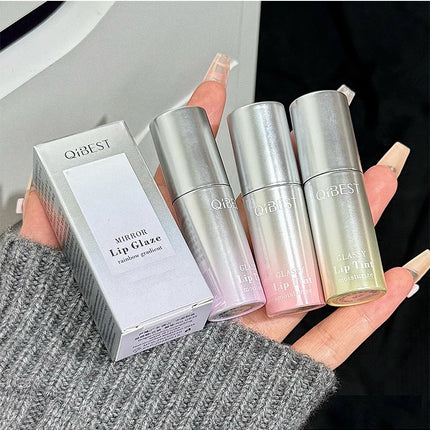 QIBEST Watery Mirror Lip Gloss Long-lasting Moisturizing Easy Wearing Water Glass Lip Glaze Hydrating Sexy Red Lip Tint Makeup