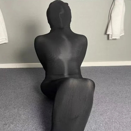 Super Tight Oil Shiny Full Body Stockings Mummy Bondage SM One-Piece Tights Sleepwear Pullover Red Comfortable Sensation Clothin
